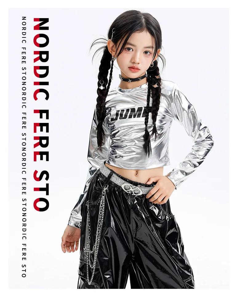 Kinder-Jazz-Tanzkostüme, trendige Modeanzüge für Mädchen, Kinder-Hip-Hop-Bühnenauftritte, „Fried Street“-Mädchen – Detail 14