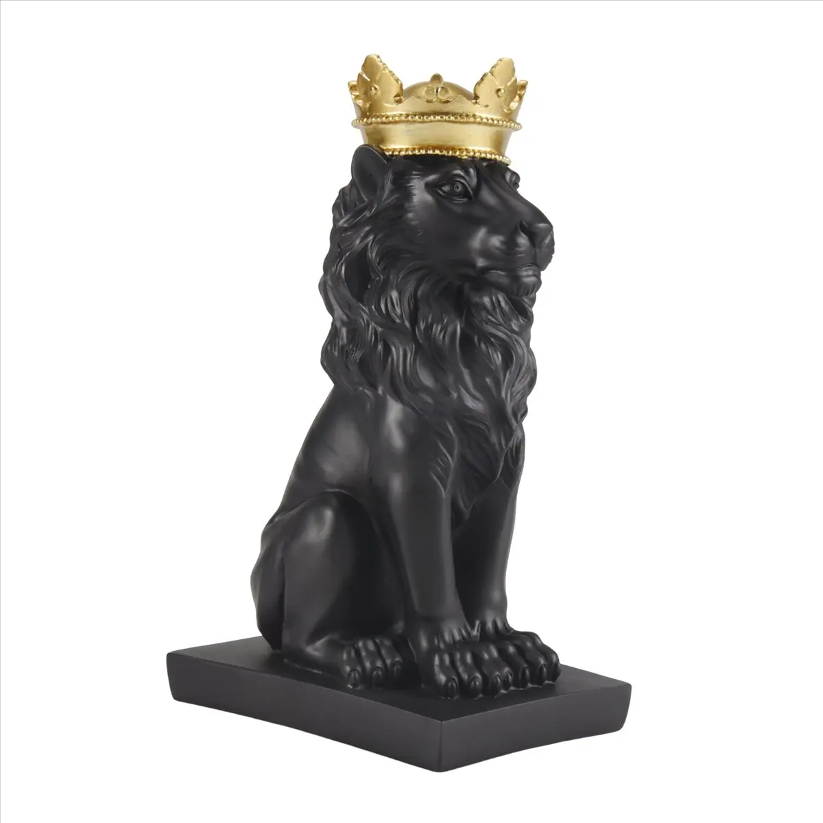 MALL Abstract Crown Lion Statue Home Bar Male Lion Faith Resin Sculpture Crafts Animal Art Decor Ornaments - Black