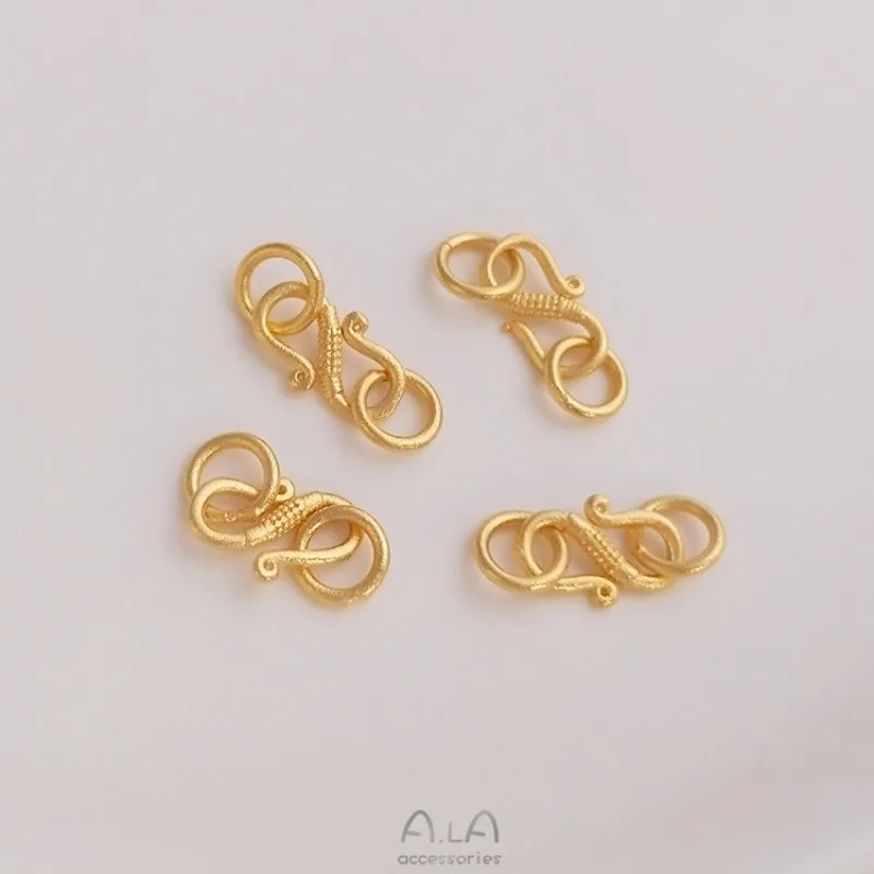 Sand Gold Swiss Beast Auspicious Ending Buckle DIY Fish-shaped Buckle S-shaped Fish Hook Buckle Bracelet Jewelry Connecting