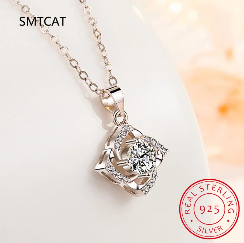 Moissanite Necklace for Women 925 Sterling Sliver Plated 18k White Gold Pendant Wedding Party Jewelry