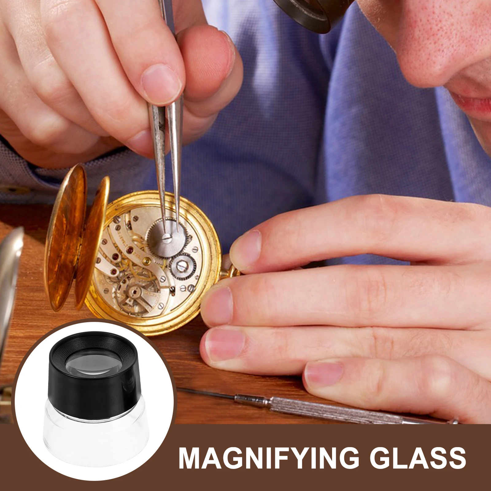 2Pcs Cylindrical Jewelry Magnifying Glass 10X Lens Portable Jewelers Magnifier for Watch Repair Reading Clear