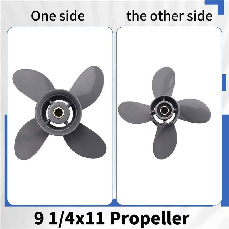 Boat Outboard Propeller 9 1/4X11 58134-ZV4-011AH For Honda Aluminum 8HP-20HP 8 Tooth 4 Blades-ABQF