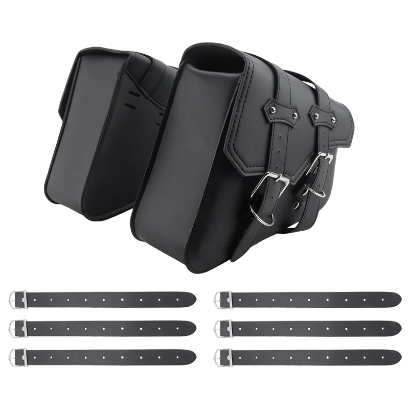

2Pcs Universal Motorcycle Bags PU Leather Saddle Bag For Sportster XL883 XL1200 Cruiser Side Storage Tool Pouche-A93R
