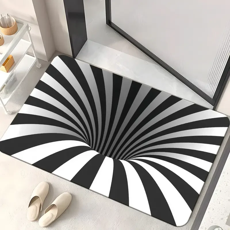 Crystal Velvet Carpet 3D Optical Illusion Trap Doormat for Front Door Entrance Playroom Floor Mat Decor