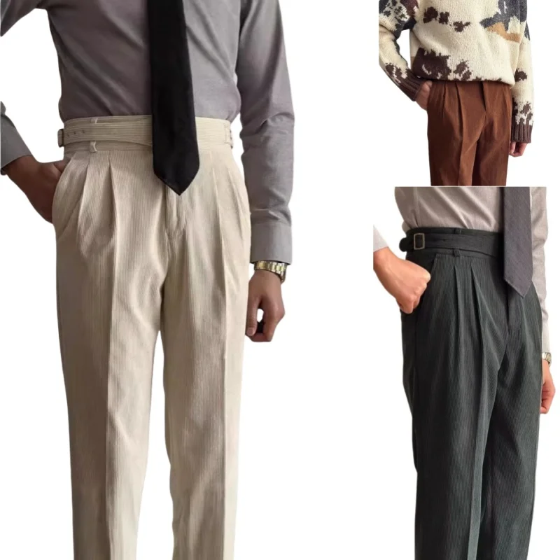 

Men's Straight-Leg Pants Natural Waist Regular Harajuku Style Casual Trousers Versatile New Daily Wear Draped Pants