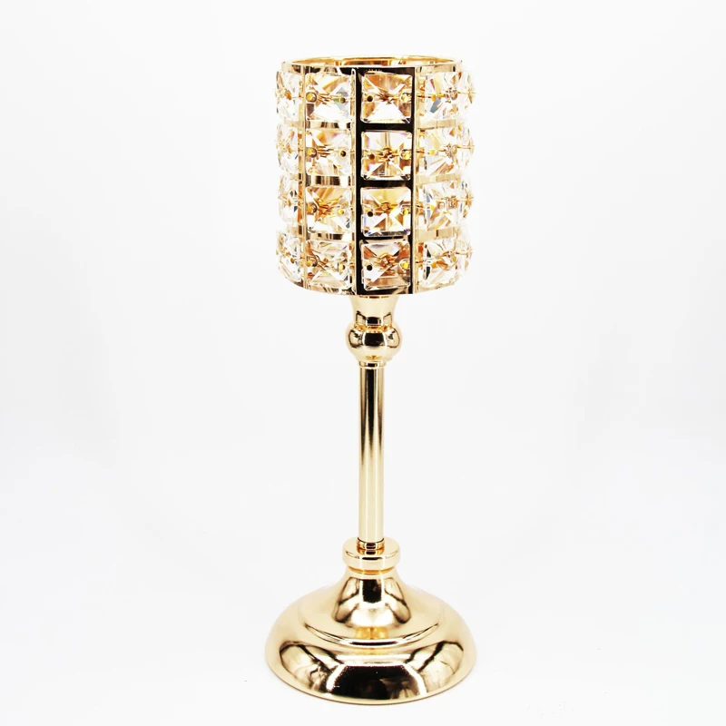 Gold Crystal Candle Holder European Style Ornament Metal Candle Holder Craft Souvenir