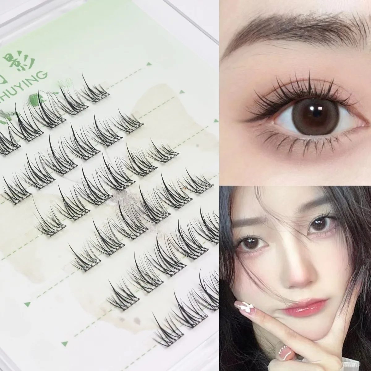4 paquetes de pestañas BASF Fox, pestañas individuales, banda invisible autoadhesiva, extensión DIY, aspecto Natural suave
