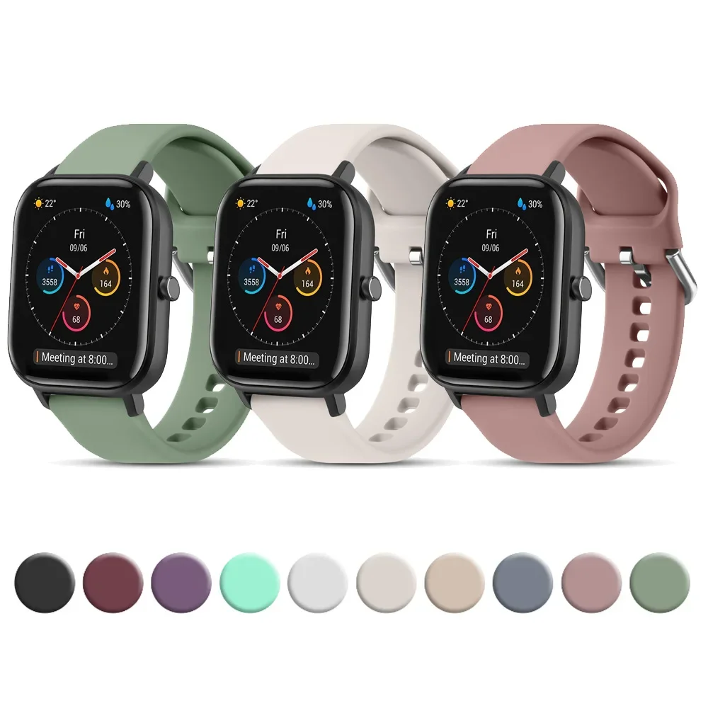 

Силиконовый ремешок 20 мм для Amazfit GTS 4 2 Mini/GTS 3 2 2e, ремешок для часов Amazfit Bip 3 Pro/Bip U Pro/Bip Lite/Bip S lite, ремешки