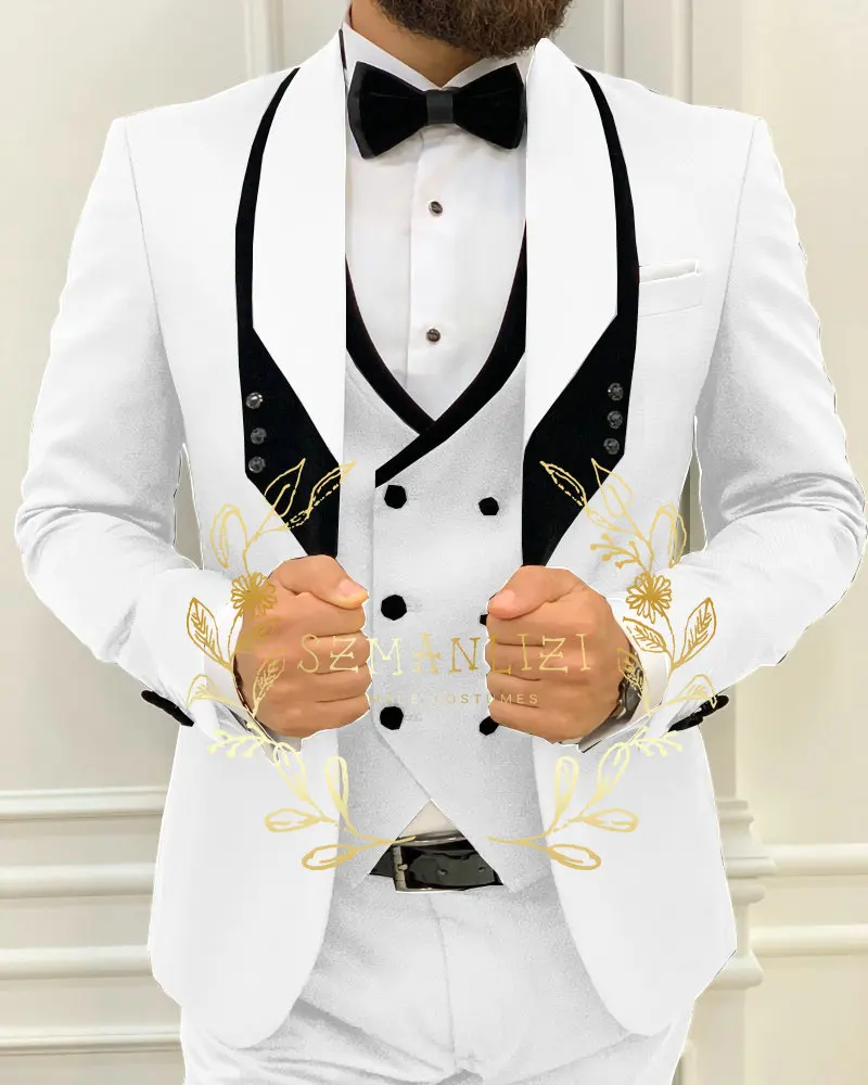 Royal Blue Suits for Men Slim Fit Formal Wedding Tuxedos Fashion Mens Blazer Vest Pants 3 Pieces Business Party Prom Jackets