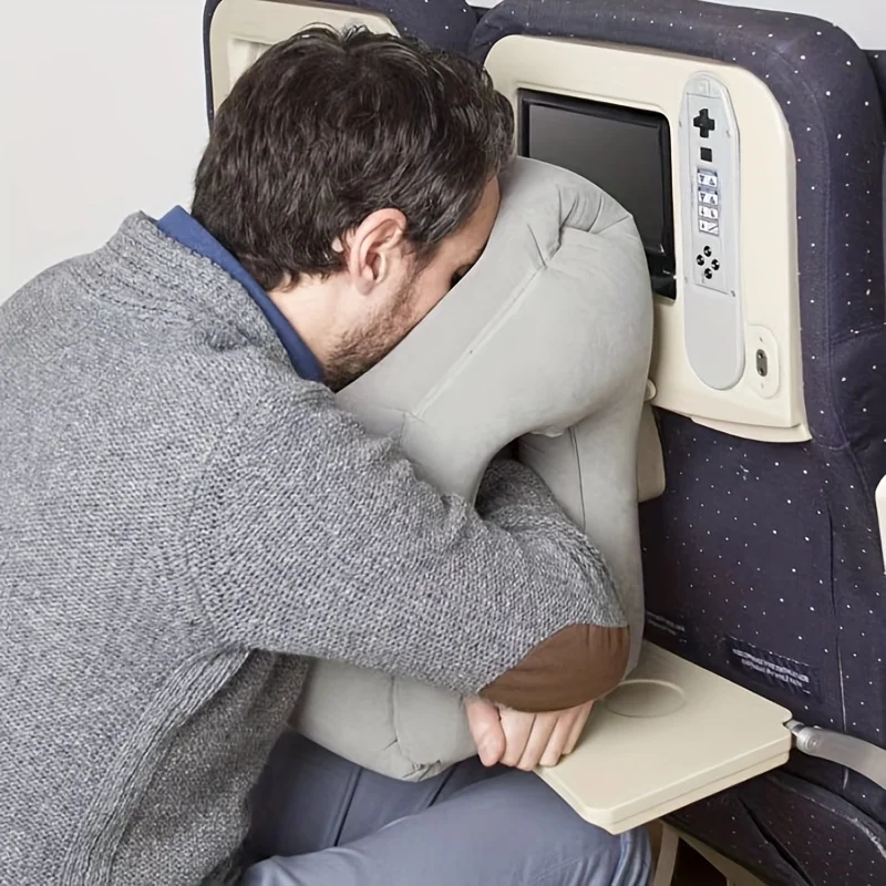 Portable U-shaped Inflatable Travel Pillow -for Neck Head Support During Long-distance Flights Commuting Napping Easy To Storage