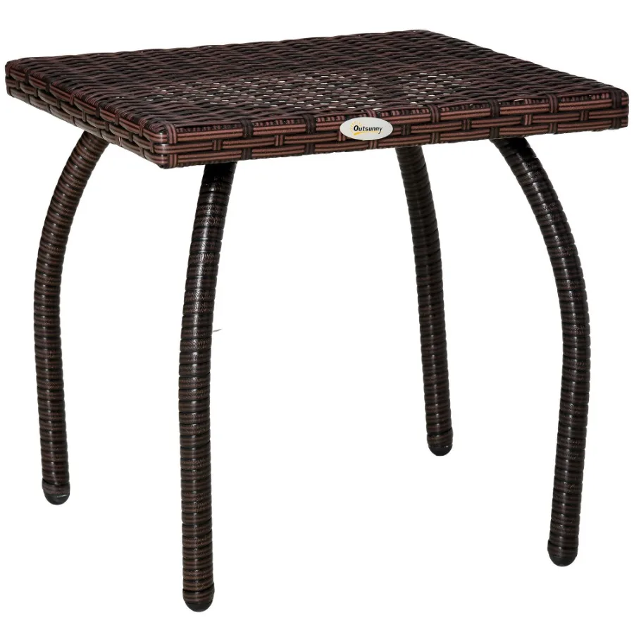 

Outdoor PE Wicker Side Table Small Square Rattan End Table AllWeather Material Coffee Table for Garden Balcony Backyard Brown