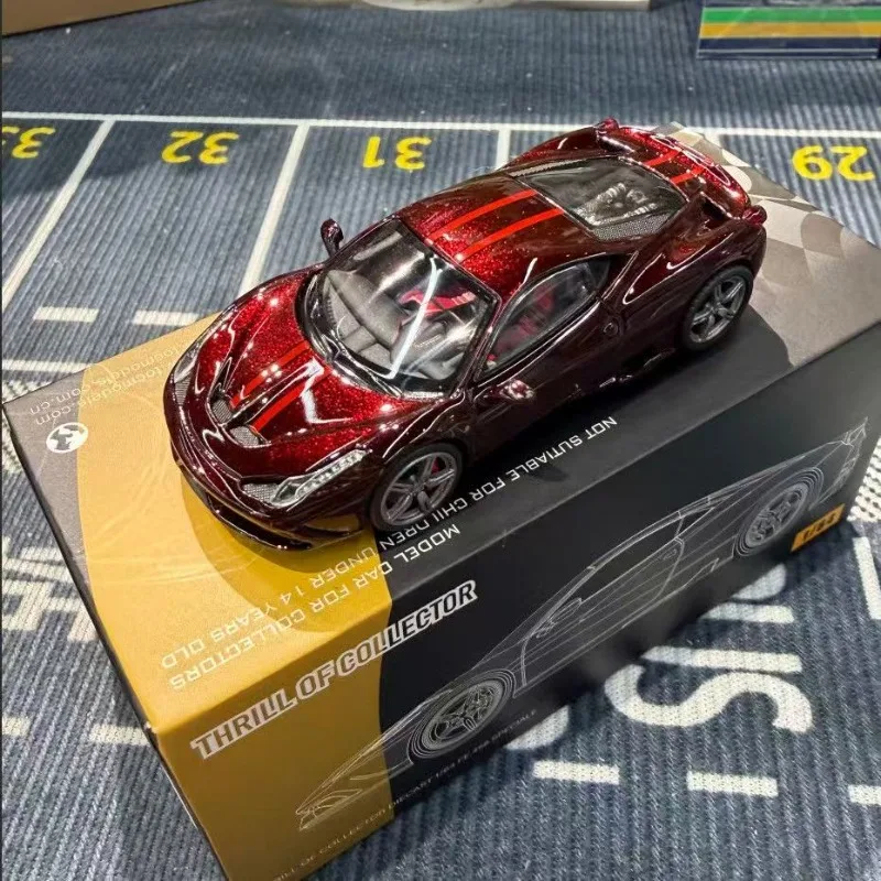 In stock 1:64 458 classic red alloy miniature replica vehicle model, boy toy gift, room collection statue