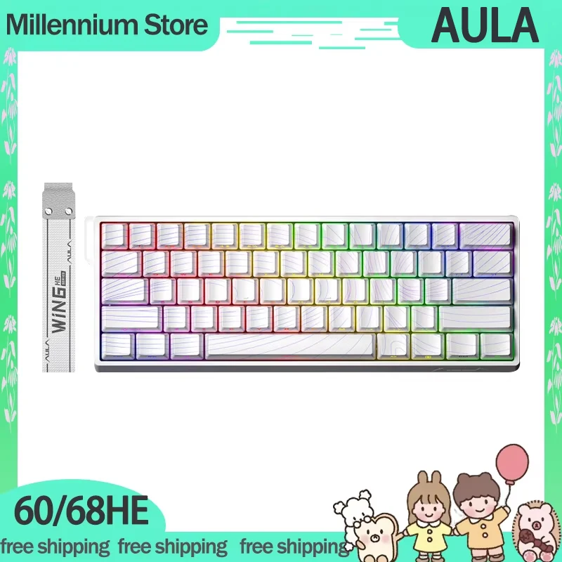 Aula Win 60HE Magnetic Switch Gaming Keyboard 68HE Pro Wired Rt Esports Keyboard 60HE Max Gamer Keyboard Custom Accessories Gift