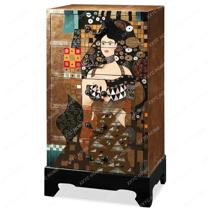 classical  gold foil painted villa model room storage storage five-bucket cabinet