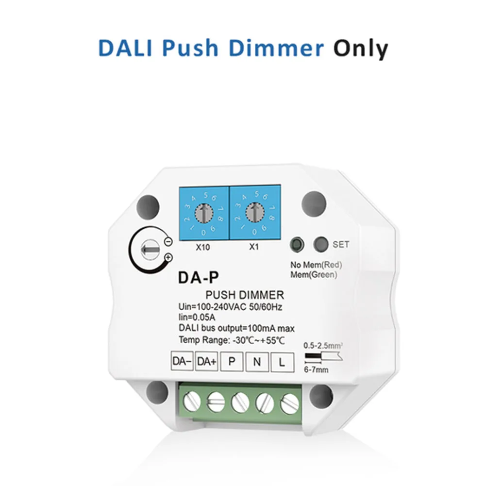 ABDE-Для DALI Push светодиодный диммер 110 В 220 В 240 В с функцией памяти для драйвера или балластов DALI, регулируемая скорость затемнения, диммер