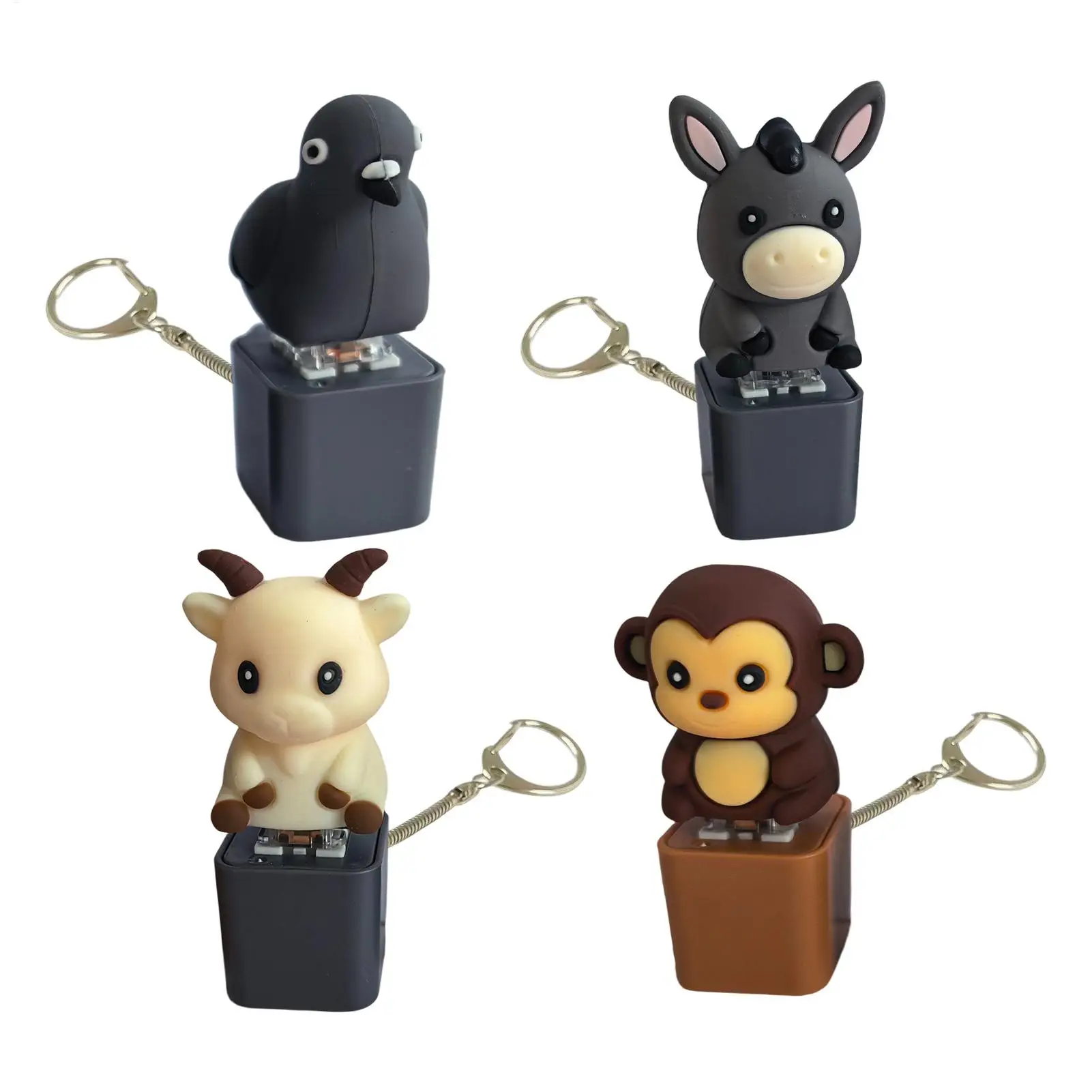 Clicker Fidget Toy Rechargeable LED Light Up Cute Animal Keychain Keyboard Key Caps Sensory Gift for Office Desk Anxiety Relief