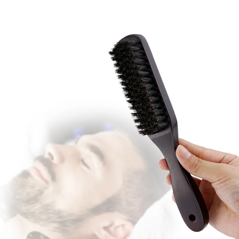 Hair Brush Wood Handle Boar Bristle Beard Comb Styling Detangling Straighten Brown Boar Bristles Massage Comb