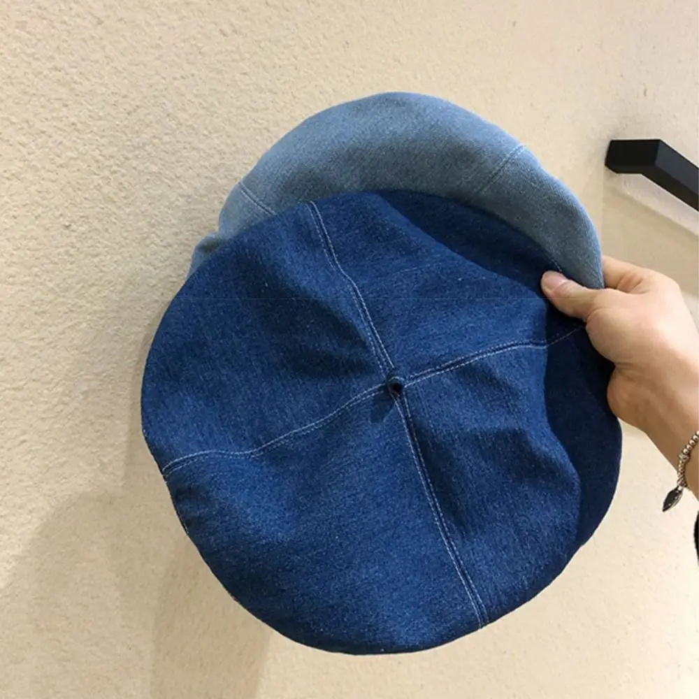 Women's Denim Beret Hat Jeans Berets Painter Hats Spring Beanie