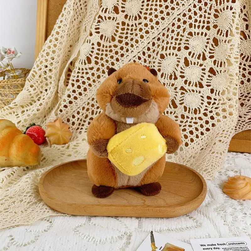 Porte-clés en peluche marmotte de dessin animé créatif de 13cm, poupée d'animal en peluche, sac à dos, décoration suspendue, cadeaux pour enfants