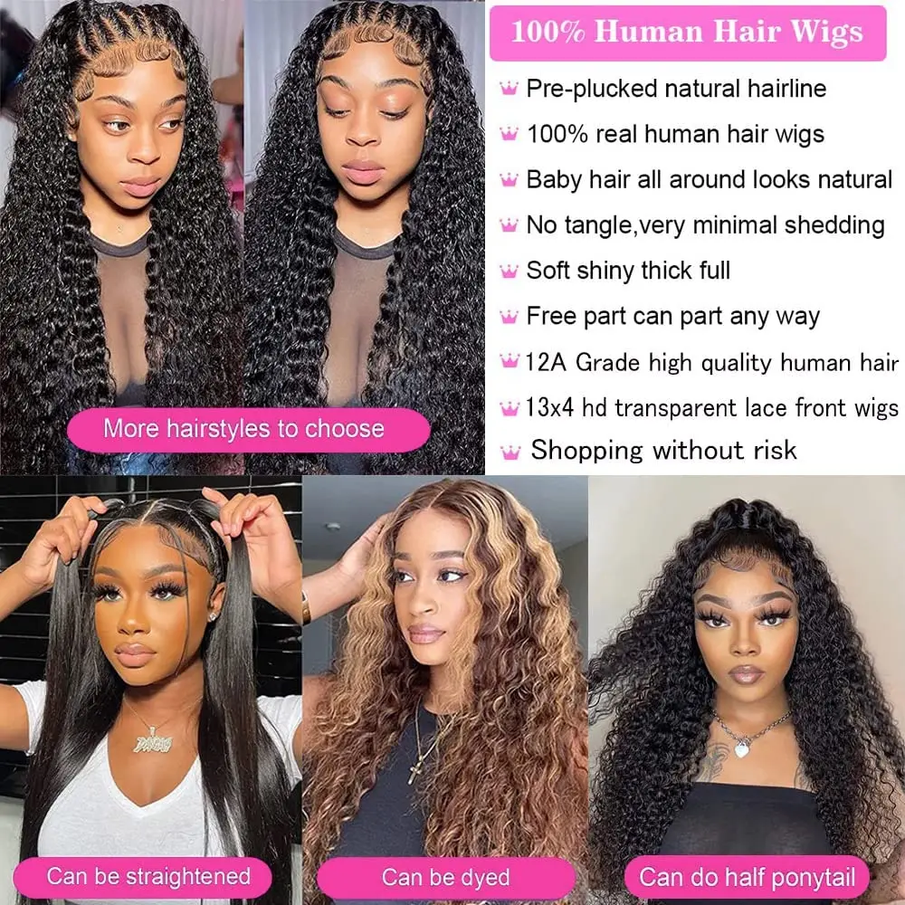 13x4 Lace Front Human Hair Wig Deep Wave Wig 13x4 Lace Front Wig Brazilian Remy Human Hair Wigs With Baby Hair Natural Color