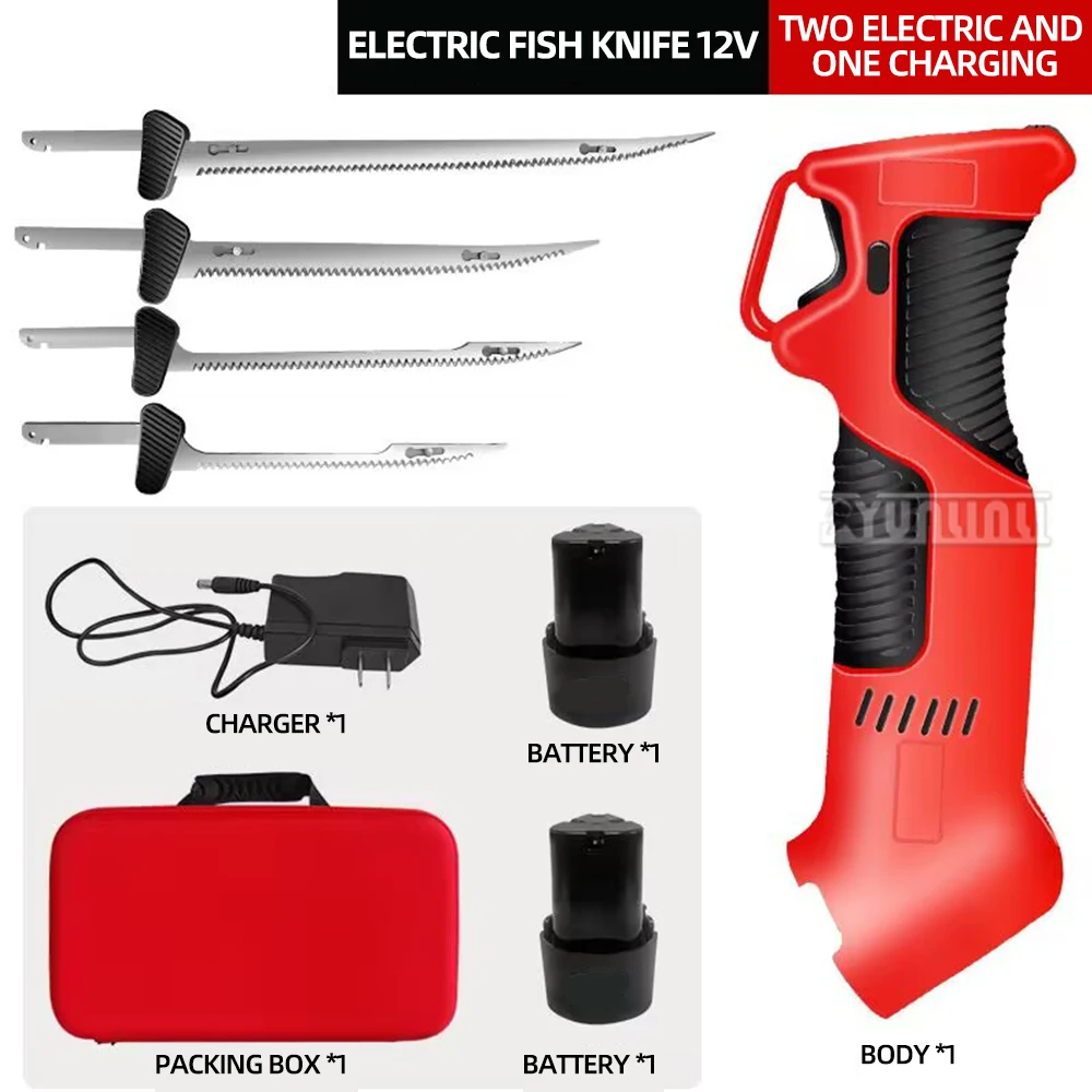 Lithium-Ion Electric slicer knife Outdoor Electric Fish Cutter with Non-Slip Grip Handle Stainless Steel Blade