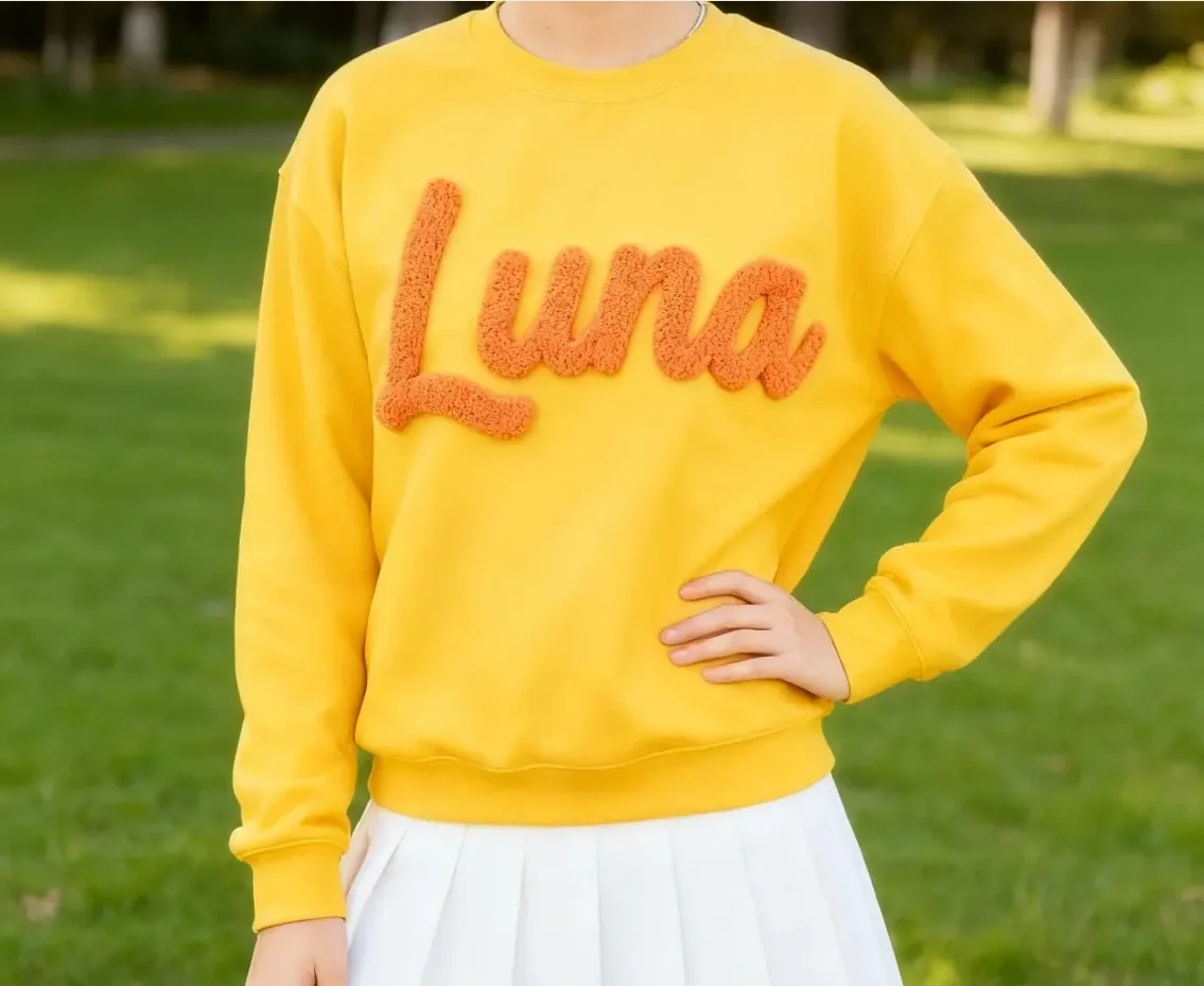 تخصيص الشنيل الغزل المطرزة لعبة يوم غامض رسالة ، قميص روح الفريق ، أمهات كرة القدم ، شانيل التصحيح فريق رياضي البلوز #5