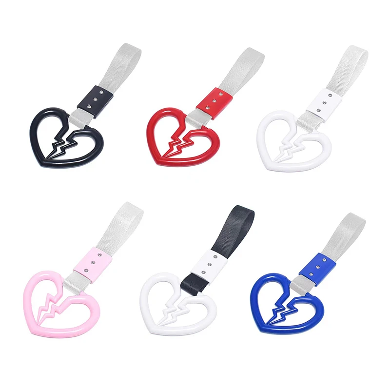 

New Cute Broken Heart Car Anti-Static Strap Hanging Decorative Warning Ring For Front Rear Bumper Handle Universal Accessory