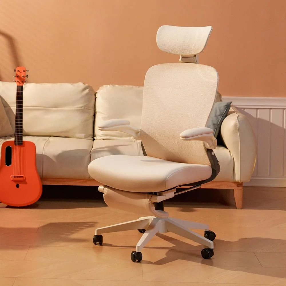 

Ergonomic Office Chair, Folding Chair for Small Spaces with Lumbar Support, Flip-up Armrests, 3D Headrest, Desk