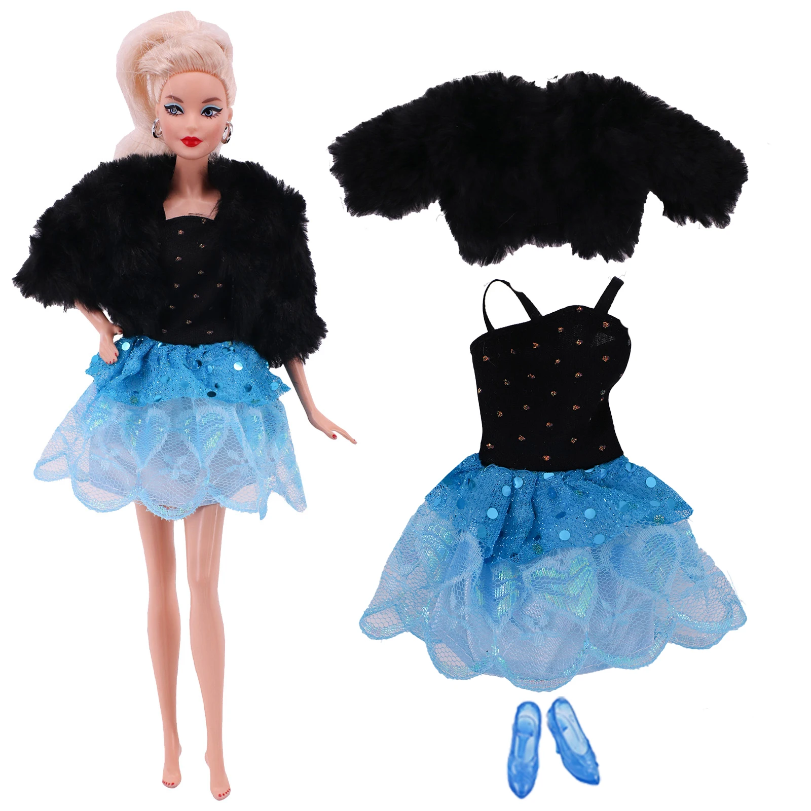 Barbies Doll Kleding Pluche Jas + Modieuze Pak Rok + Baret Hoed Geschikt Voor 11.8Inch Pop Casual Kleding Gratis schoen Gift