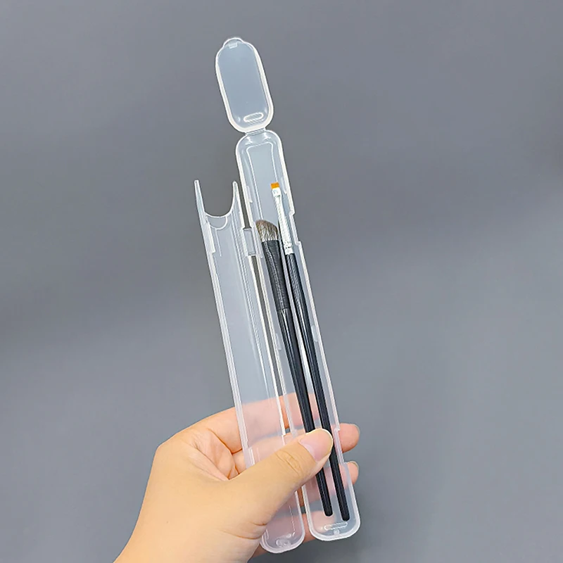 Boîte de rangement transparente Portable pour pinceaux de maquillage, 1 pièce, avec couvercle, crayon à sourcils, organisateur de pinceaux de maquillage, étui à baguettes, outil de beauté