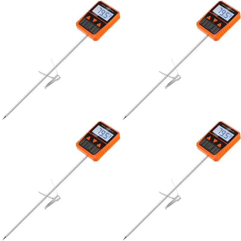 4x-プローブキャンディー温度計、ポットクリップ付き、アラーム機能、ipx6-防水、回転可能な大型ディスプレイ、揚げ物油温度計