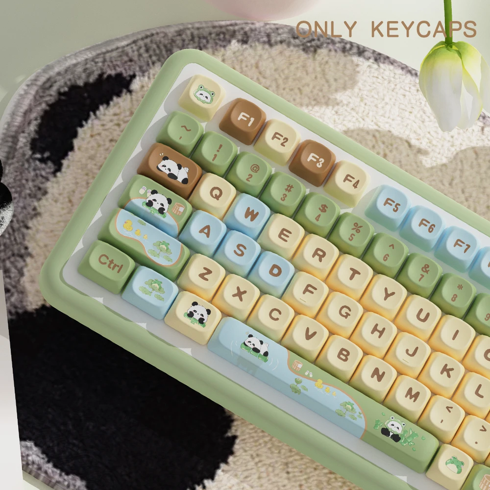 Panda Theme Keycaps MOA Profile PBT Keycap For Cherry Mx Switch Mechanical Keyboard Dye Sub Anime Cartoon MCA key caps Customs