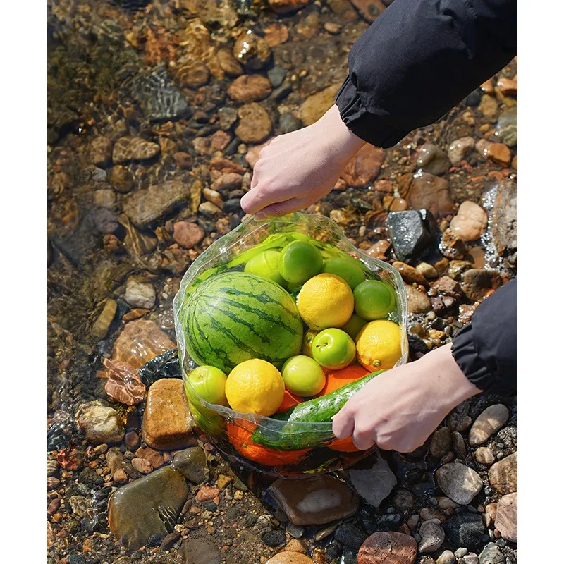 Portable Folding Basin-Transparent Collapsible Sink Camping Hand/Face/Fruit Wash Compact Water Storage Bucket for Outdoor Travel