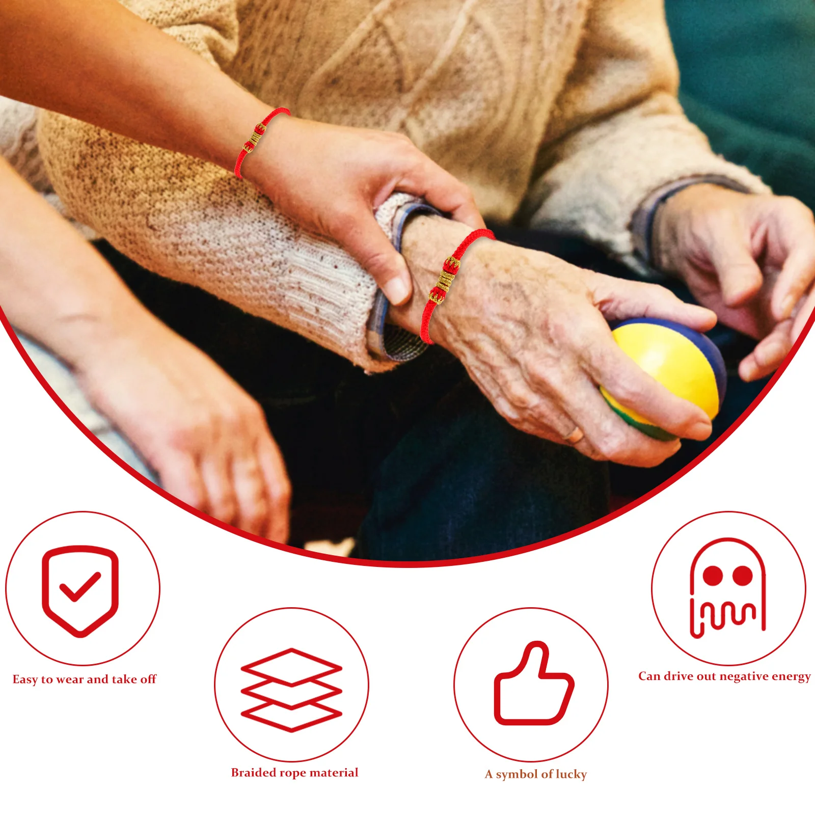 

Red Rope Bracelet Handmade Braided Charms Thread String Lover Couples Gift Anniversary Birthday Valentine 18Cm Unisex Wristband