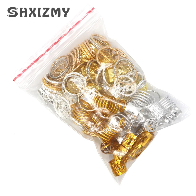 100pcs/Set Hair Braid Dreadlock Beads Braiding Hair Extension Accessories Metal Round Button Dirty Braid Hairpin Shells Bells