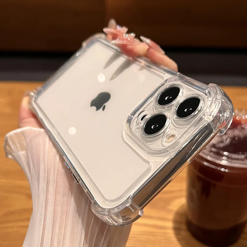 Luxuriöse Stoßfeste Transparente Silikon-Handyhülle für iPhone 17 Air 16 15 14 13 12 11 Pro Max Funda Bumper Weiche Klare Rückseite