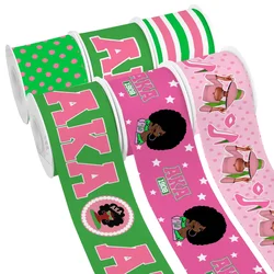 Aka Meisje Alpha Kappa Alpha Studentenvereniging Grosgrain Linten Satijnen Lint Voor Cheer Strikken Diy Girl Haarstrikken 10Yards