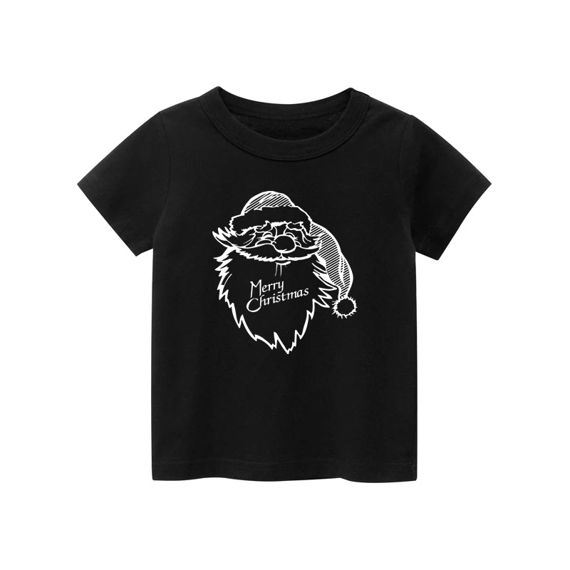 2024 Christmas Kids Clothes Tops Fashion Xmas Cartoon Figure Printed Cotton T Shirt Cute Girls Clothes Handsome Boys’ T Shirt