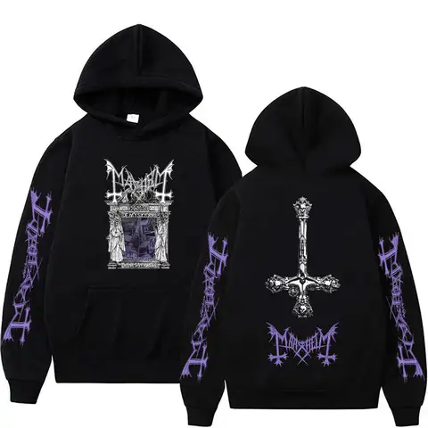 Rock Band Mayhem De Mysteriis Dom Sathanas Skeleton Graphic Hoodie Men's Women's Death Black Metal Gothic Punk Hooded Sweatshirt