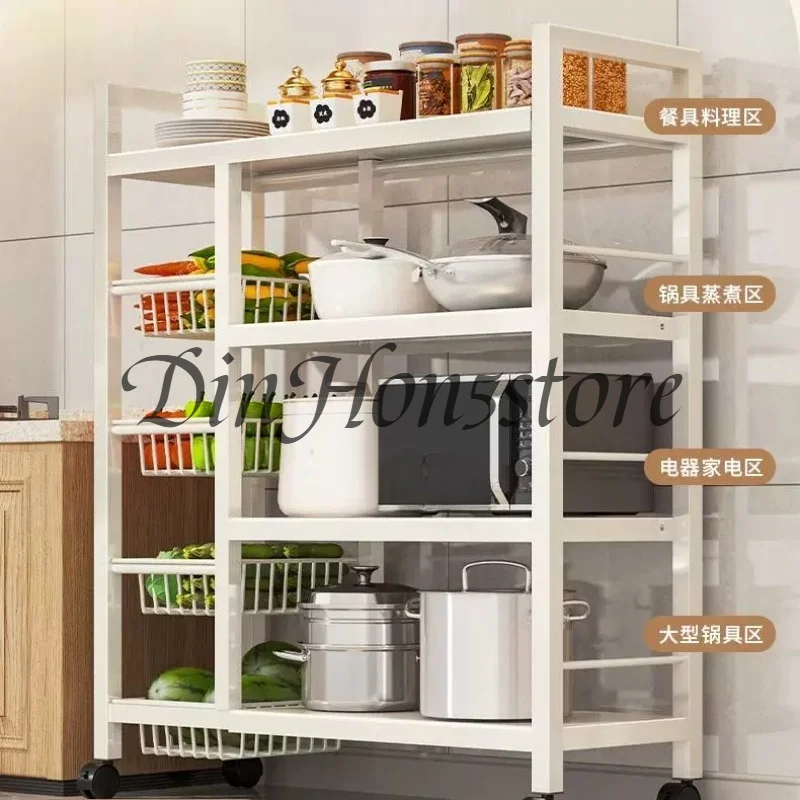 Heavy Duty Kitchen Storage Shelf | Multi-Tier Microwave Oven Rack, Adjustable Floor Standing Organizer with Spacious Cabinet‌