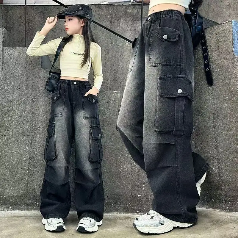 

Children Clothing Fashion Casual Jeans Autumn 2025 New Korean Style Boys Handsome Personality All Match Vintage Cargo Jeans