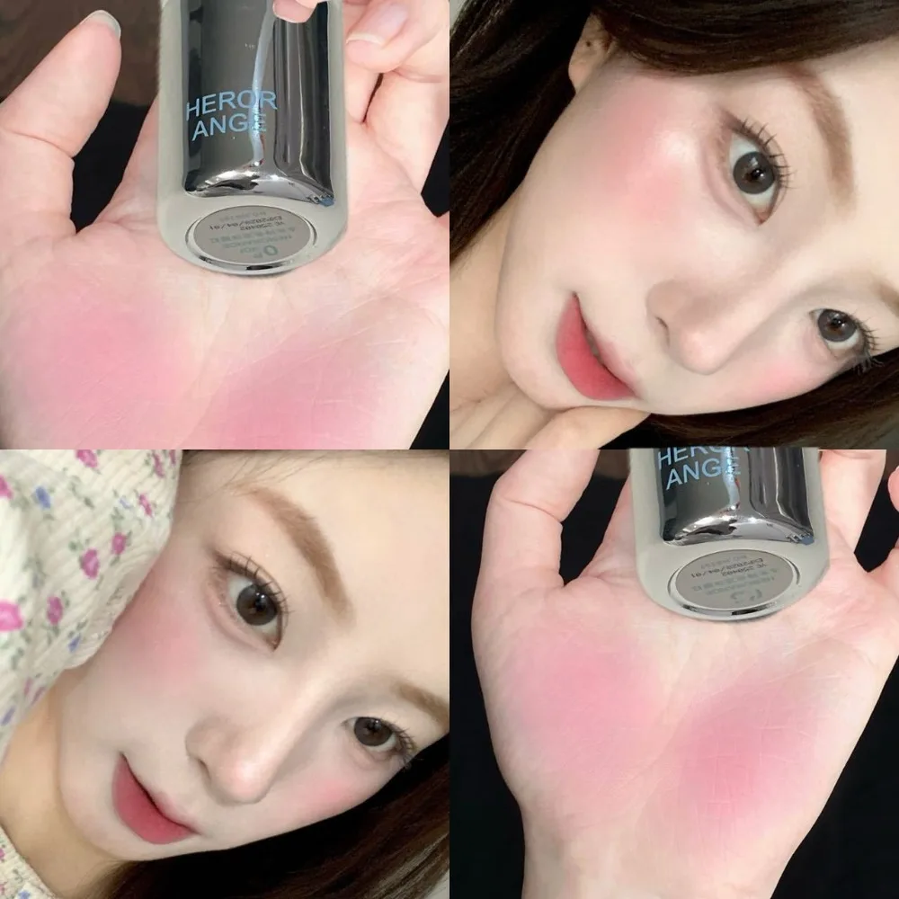 أحمر خدود سائل مرطب ساخن متعدد الوظائف أحمر خدود جيلي طويل الأمد مع رأس إسفنجي كريم أحمر خدود غير لامع يضيء الوجه