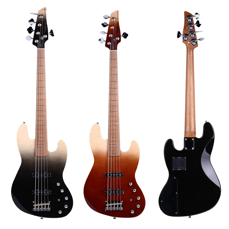 PB-775 Flamed Maple Coloful 5String High Quality Electric Bass Guitar, Active Pickup Bass