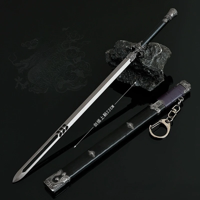 22cm/8.66in Where Winds Meet Game Peripheral Weapon Models Silent Swords Metal Sheathed Crafts Toys Desktop Display Gift for Boy