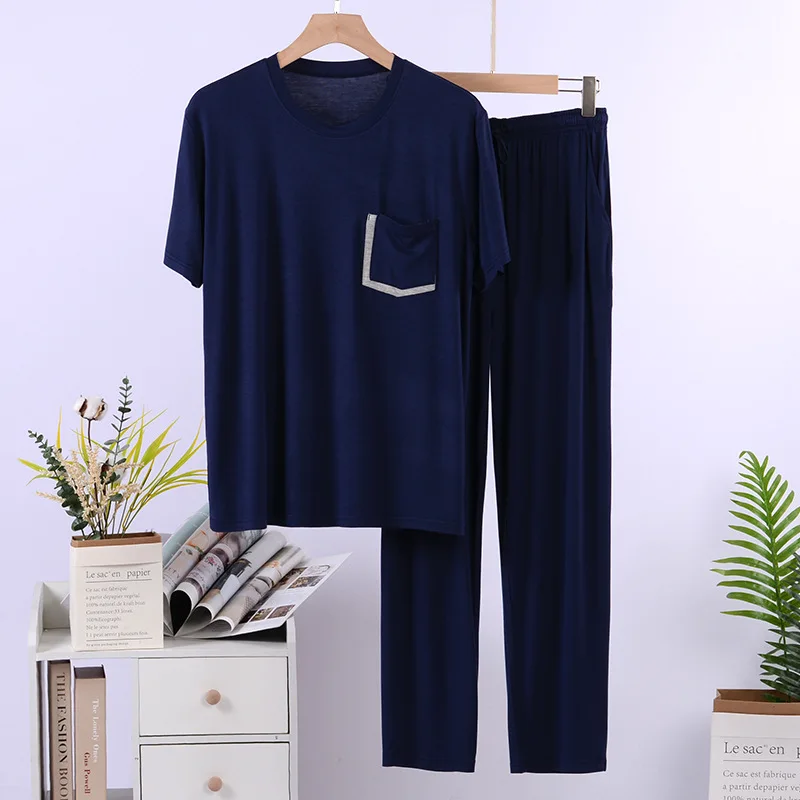 L-4XL بيجاما هومبر صالة مشروط قصيرة الأكمام بنطلون مجموعة جديد الربيع الصيف الرجال ملابس المنزل النوم رجل ملابس نوم منامة