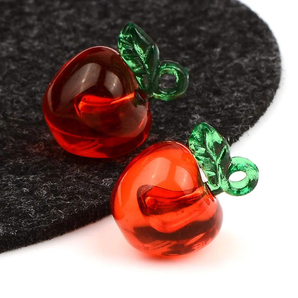 20pcs 1.4cm Christmas Eve Red Apple Shape Transparent Acrylic Beads DIY Earring Bracelet Phone Chain Accessories Supplies