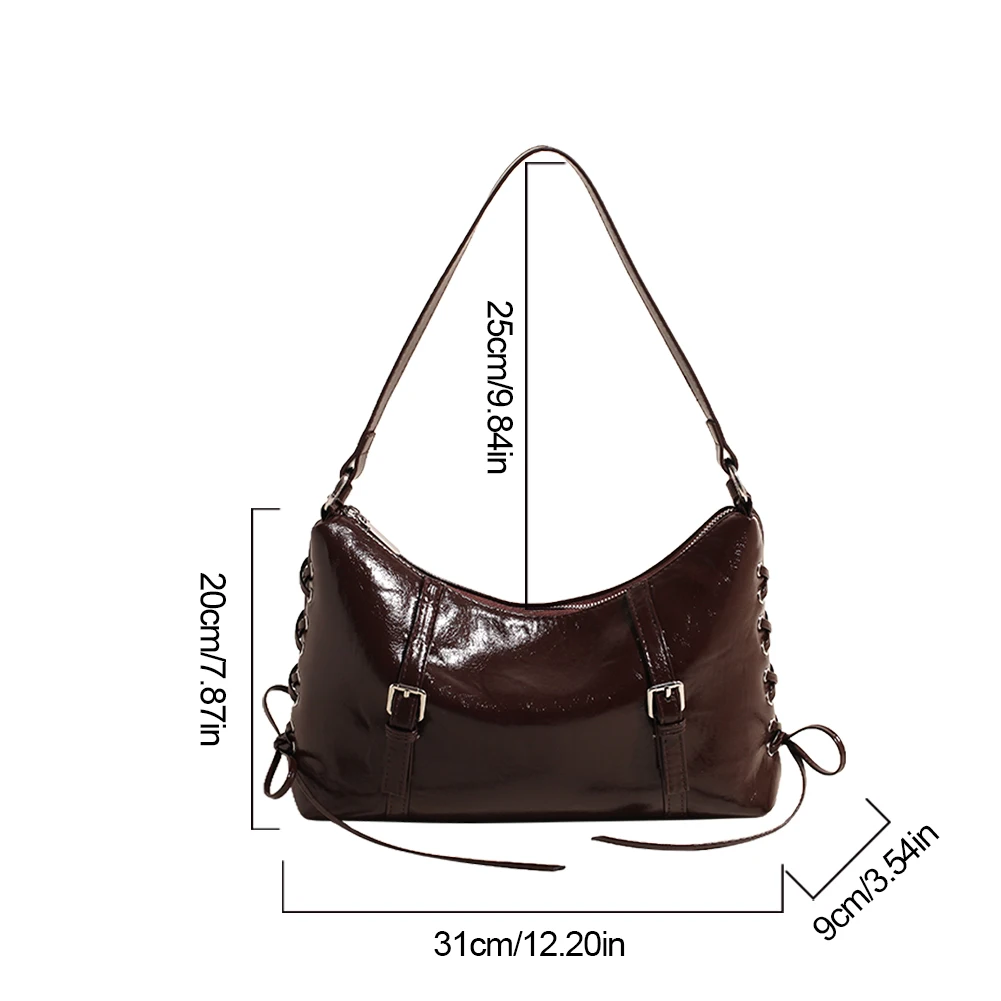 Umhängetasche für Damen, Schleife, Umhängetasche, PU-Leder, verstellbarer Riemen, Handtasche mit Innentasche für Arbeit, Reisen