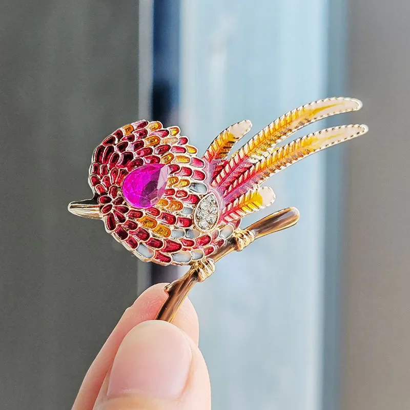 Trendy long tail little bird Brooches For Women Girls animal bird Pins Birthday Party Daily Jewelry