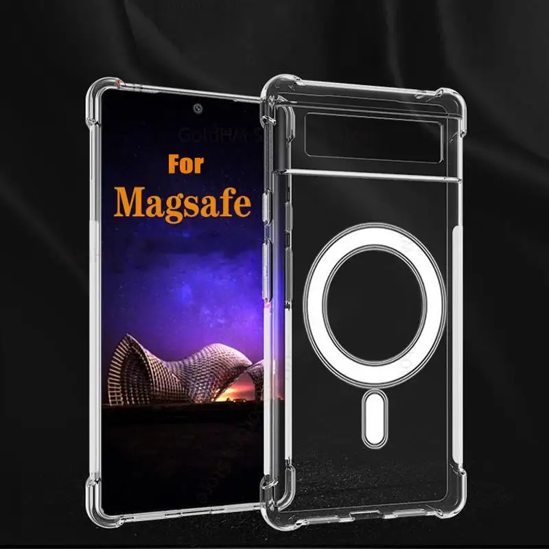 

For Google Pixel 10 Pro XL 5G Wireless Charger For Magsafe Magnetic Case Pixel 9A 7 8 9 Pro XL Clear Transparent Magsafing Cover