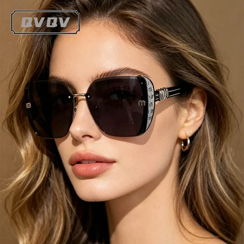 QVQV Luxury Designer Square Sunglasses Women High Quality Letters Sun Glasses Ladies Vintage Trendy Driving Eyewear Gafas De Sol gallery 3